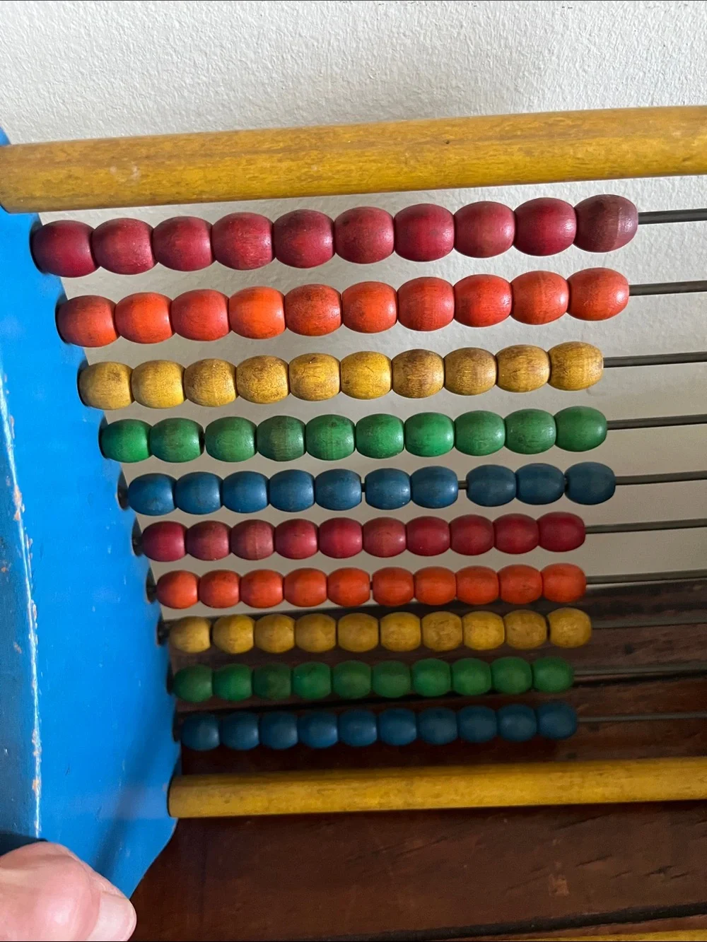 Vintage Playskool Wooden Abacus Toy Rainbow Colored Beads Circa 60's-70's